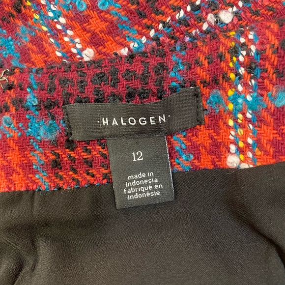 HALOGEN  | Red Plaid Wool Midi Pencil Skirt Sz 12 - Picture 8 of 9